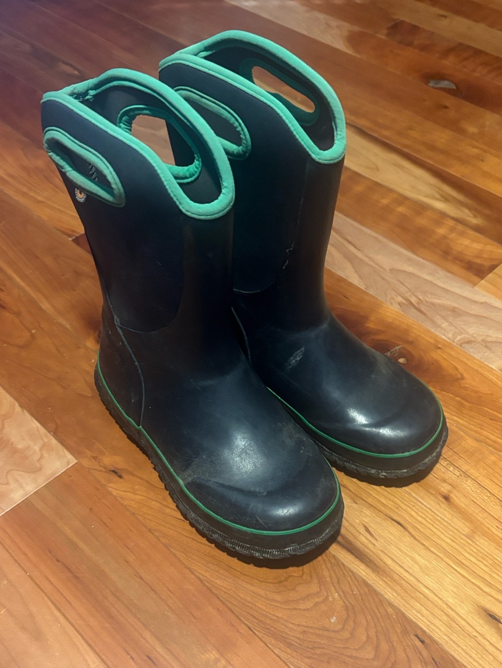 BOGS Black and Green Kids Waterproof Winter Snow Boots